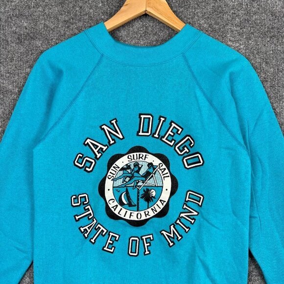 Vintage 80's San Diego Crewneck Sweatshirt Spell out Beach Women size S - Picture 3 of 7